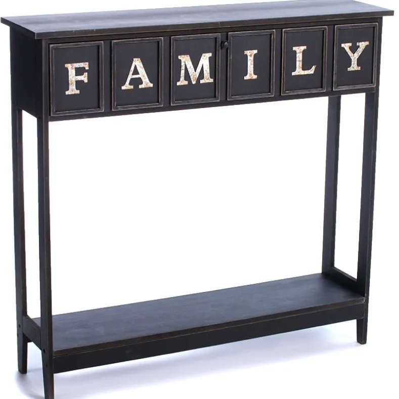 Rustic Wood Console Table with Galvanized Family Sentiment