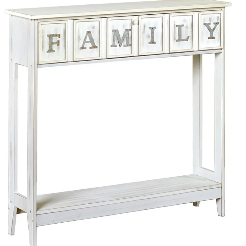 Rustic Wood Console Table with Galvanized Family Sentiment