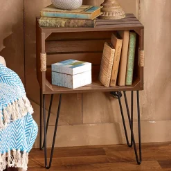 Rustic Wood-Like Crate End Table