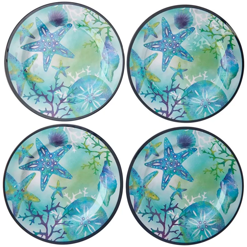 Seaside Beach Melamine Dinner Plates Set of 4