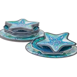 Seaside Beach Shell Melamine Dessert Plates Set of 4