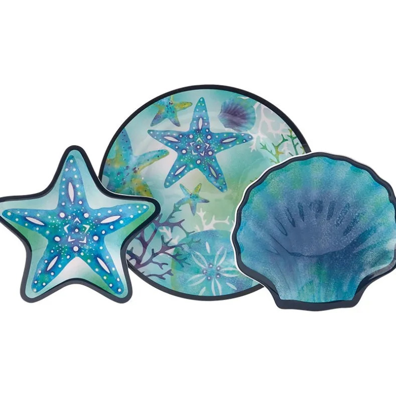 Seaside Beach Starfish Melamine Salad Plates Set of 4