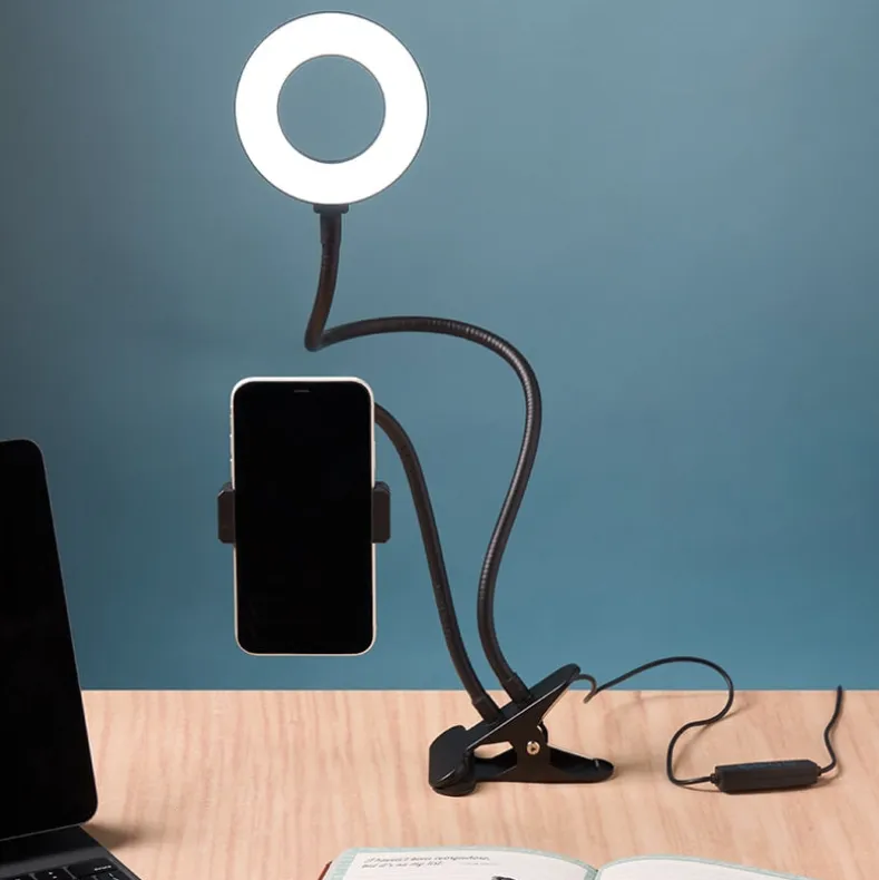 Selfie Stick LED Ring Light with Gooseneck Stand