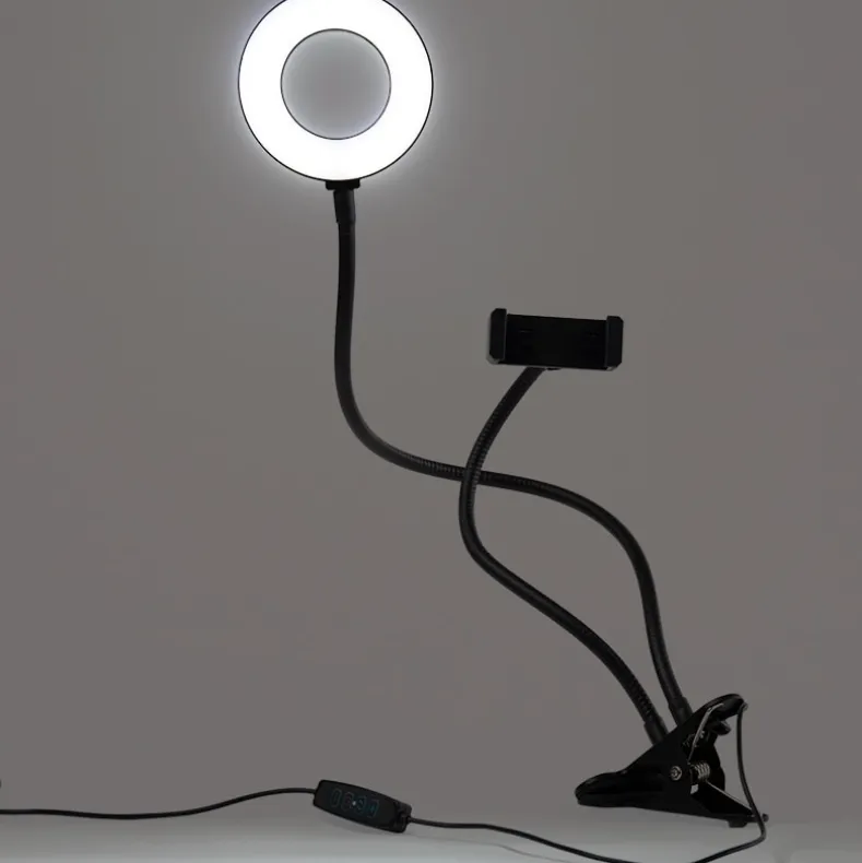 Selfie Stick LED Ring Light with Gooseneck Stand