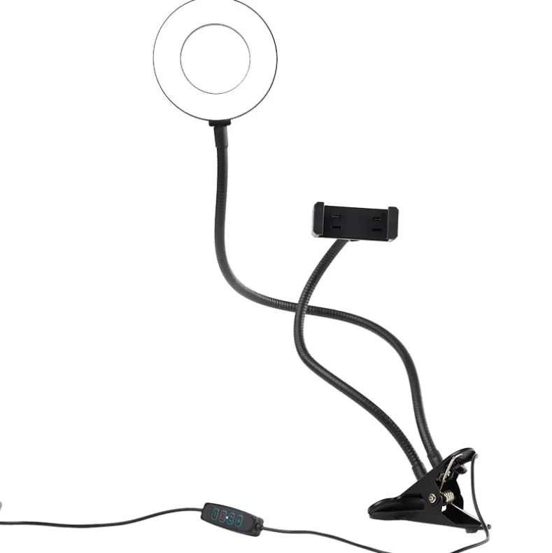 Selfie Stick LED Ring Light with Gooseneck Stand