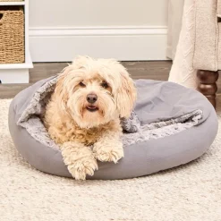 Self-Warming Pet Cave - Cozy Hideway with Round Design, Attached Blanket