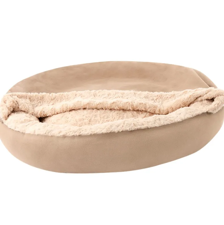 Self-Warming Pet Cave - Cozy Hideway with Round Design, Attached Blanket