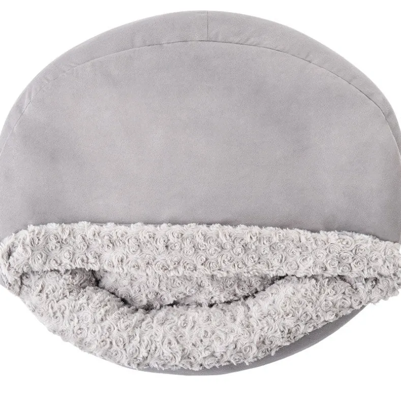 Self-Warming Pet Cave - Cozy Hideway with Round Design, Attached Blanket