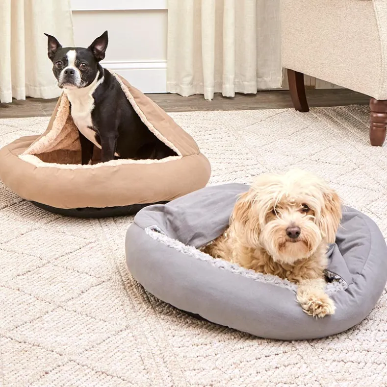 Self-Warming Pet Cave - Cozy Hideway with Round Design, Attached Blanket