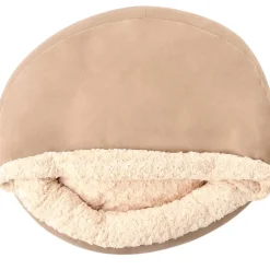 Self-Warming Pet Cave - Cozy Hideway with Round Design, Attached Blanket