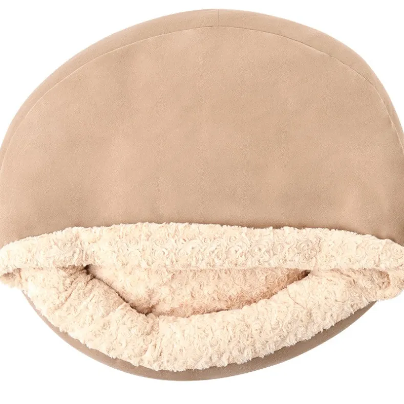 Self-Warming Pet Cave - Cozy Hideway with Round Design, Attached Blanket