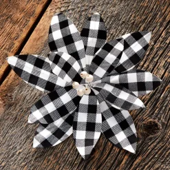 Set of 3 Buffalo Plaid Poinsettia Tree Clips