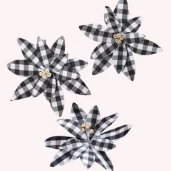 Set of 3 Buffalo Plaid Poinsettia Tree Clips
