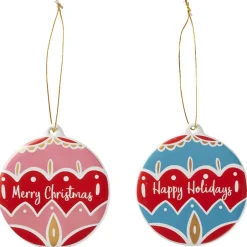 Set of 2 Colorful Round Ornaments