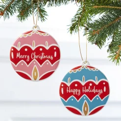Set of 2 Colorful Round Ornaments