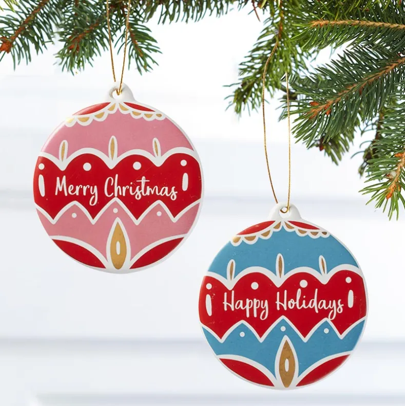 Set of 2 Colorful Round Ornaments