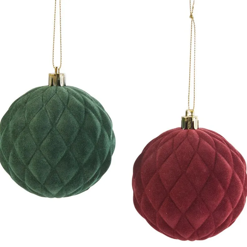 Set of 2 Diamond Velvet Ball Christmas Ornaments