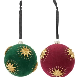 Set of 2 Gold Starburst Ball Ornaments