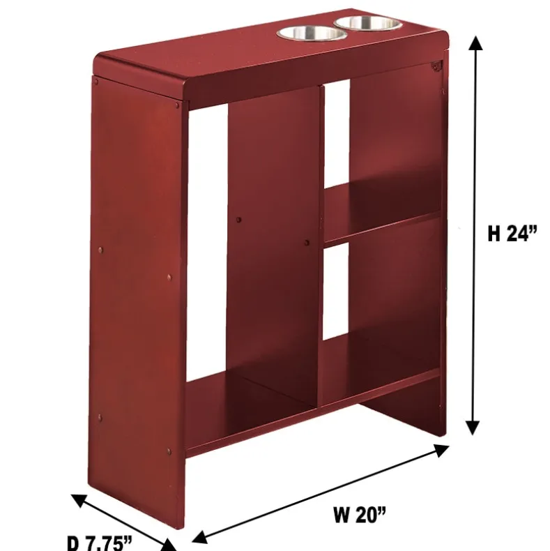 Side End Table with Drink Holders, Storage Shelves, Magazine Holder