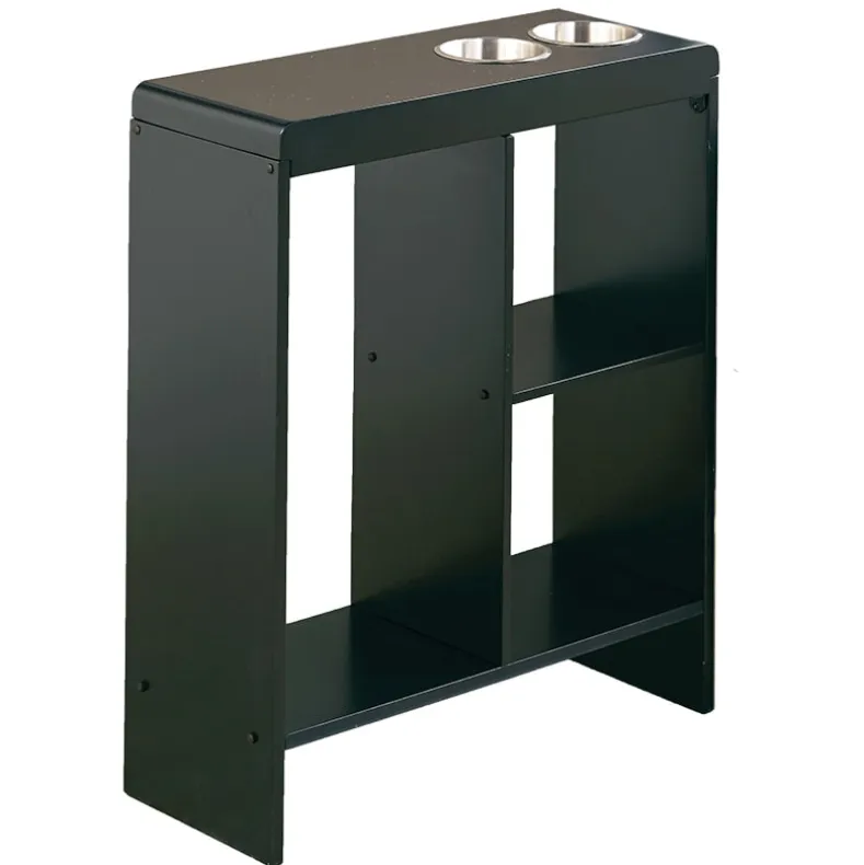 Side End Table with Drink Holders, Storage Shelves, Magazine Holder