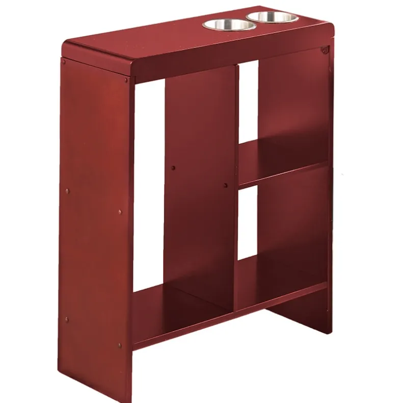 Side End Table with Drink Holders, Storage Shelves, Magazine Holder