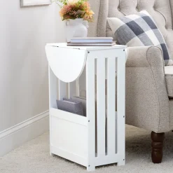 Side Table with Drop Leaf Top and Magazine Holder - 24