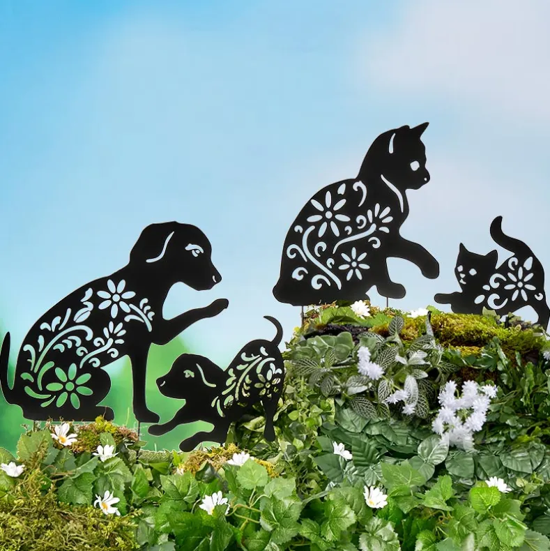 Silhouette Animal Stake Cat or Dog