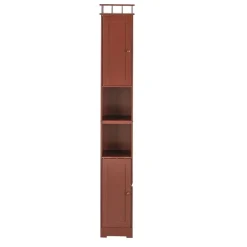 Slim Bathroom Freestanding Storage Cabinet with Shelves and Cupboards
