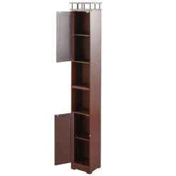 Slim Bathroom Freestanding Storage Cabinet with Shelves and Cupboards