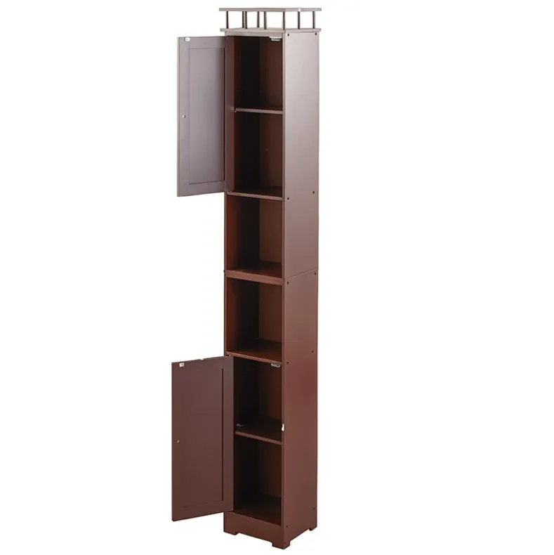 Slim Bathroom Freestanding Storage Cabinet with Shelves and Cupboards