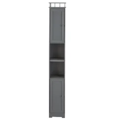 Slim Bathroom Freestanding Storage Cabinet with Shelves and Cupboards