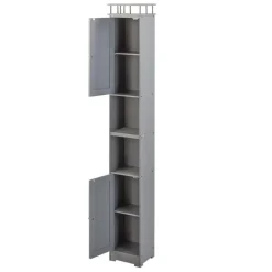 Slim Bathroom Freestanding Storage Cabinet with Shelves and Cupboards