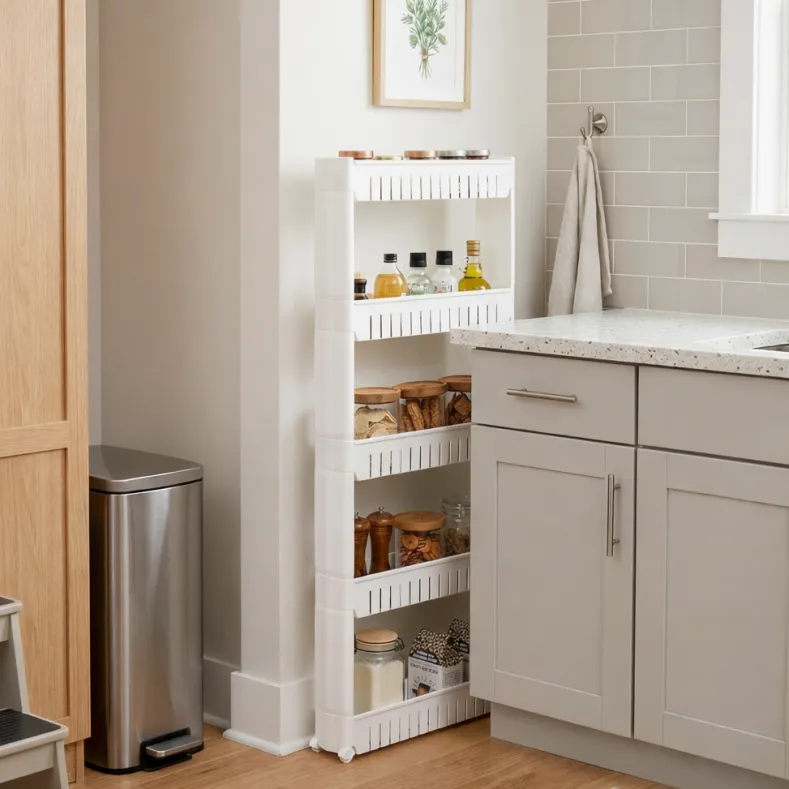 Slim Utility Kitchen Storage Cart with Wheels 5 Tier
