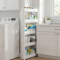 Slim Utility Kitchen Storage Cart with Wheels 5 Tier