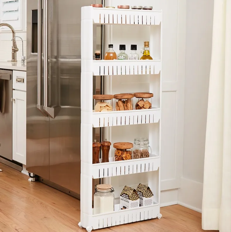 Slim Utility Kitchen Storage Cart with Wheels 5 Tier
