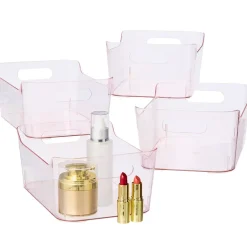 Small Plastic Storage Bins in Blush - Set of 4