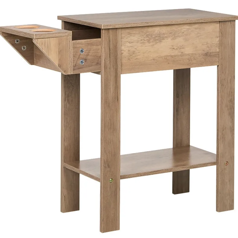 Small Space Side Table with Drink Holders 20”W x 11”D x 24” H