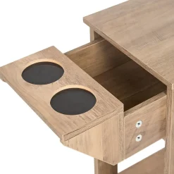 Small Space Side Table with Drink Holders 20”W x 11”D x 24” H