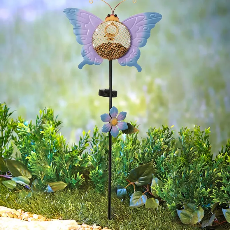 Solar Birdfeeder Stakes Flower or Butterfly