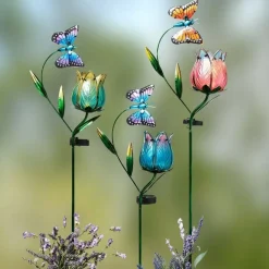 Solar Butterfly Flower Garden Stake