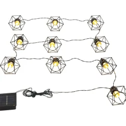 Solar Cafe Lights with Metal Cage Covers 10-LED String