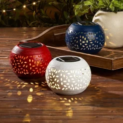 Solar Cutout Shadow Cast Round Table Lanterns