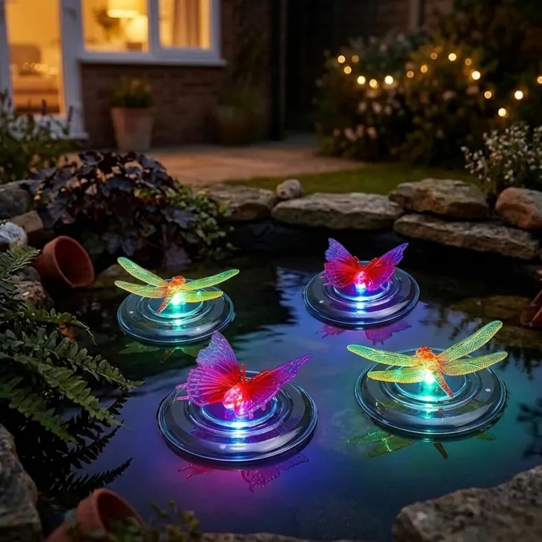 Solar Floating Color-Changing Lights - Butterfly or Dragonfly Set of 2
