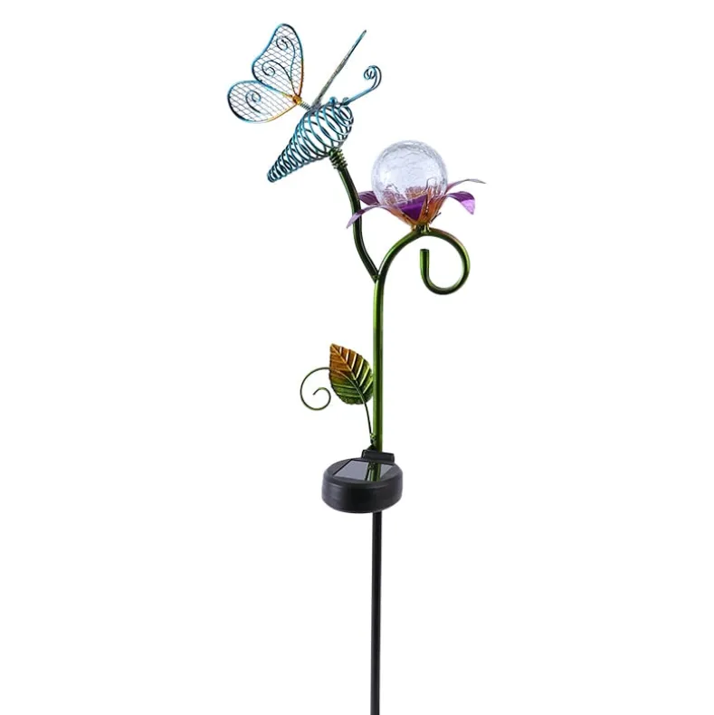 Solar Garden Flower Stake with Butterfly