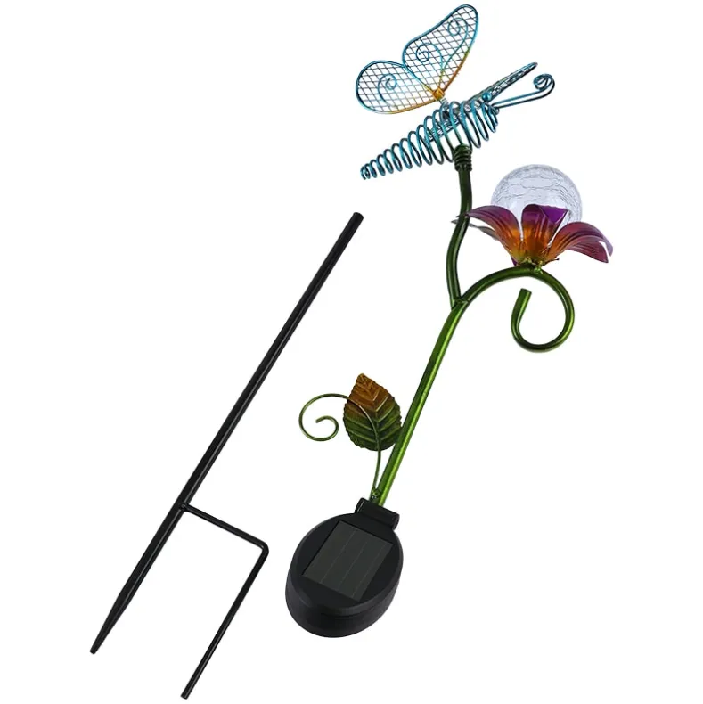 Solar Garden Flower Stake with Butterfly