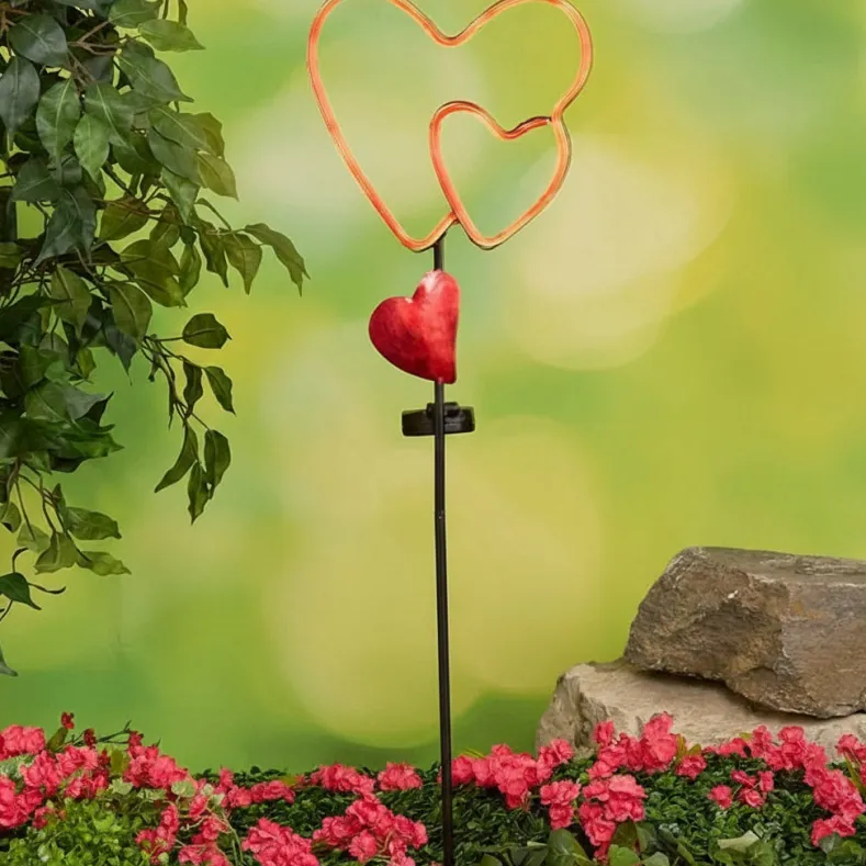 Solar LED Valentine's Heart Trio Garden Stake