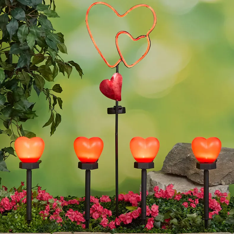 Solar LED Valentine's Heart Trio Garden Stake