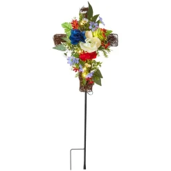 Solar Lighted Flower Garden Cross Stake