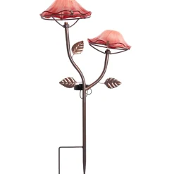 Solar-Powered Double Mushroom Stake – Pink, Green, and Blue
