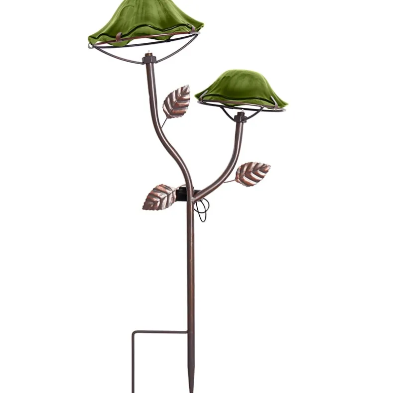 Solar-Powered Double Mushroom Stake – Pink, Green, and Blue